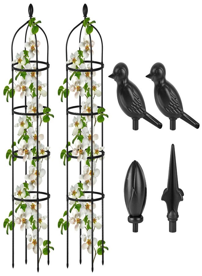 Miuwauer 2 Pcs Garden Obelisk Trellis for Climbing Plants Outdoor 6 Ft Rose Bush Round Trellis for Pots Rustproof Metal Plant Flower Trellises for Clematis Vine Jasmine Support Outdoor Indoor - Image 1